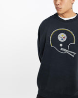 Vintage, NFL, Pittsburgh, Steelers, Sweatshirt, The Real Deal, size extra large, colour Black, newtown, sydney, australia, thrift store, opshop, preloved, secondhand, sustainable, retro, antique, 70s, 80s, 90s, 2000s, 00s, fashion, clothing, streetwear, trendy, garment, style, boutique, store, shop, archive, sale, cheap, best, top, Sweats and hoodies