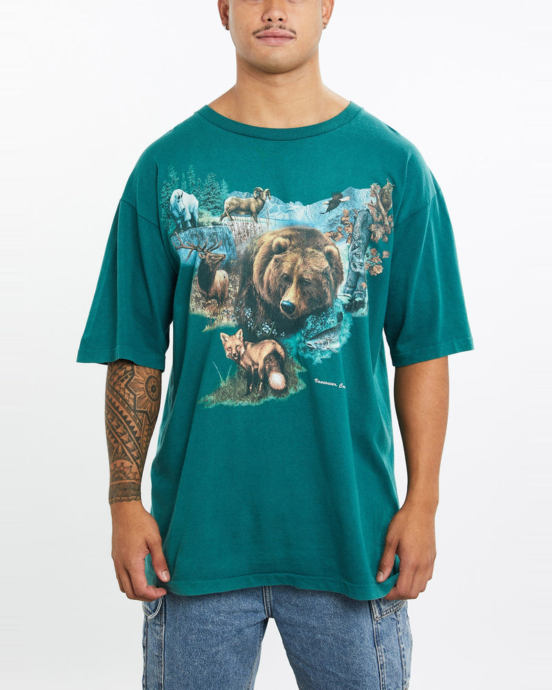 Vintage, 90s, Vancouver, Wildlife, Tee, The Real Deal, size double extra large, colour Green, newtown, sydney, australia, thrift store, opshop, preloved, secondhand, sustainable, retro, antique, 70s, 80s, 90s, 2000s, 00s, fashion, clothing, streetwear, trendy, garment, style, boutique, store, shop, archive, sale, cheap, best, top, T-Shirts