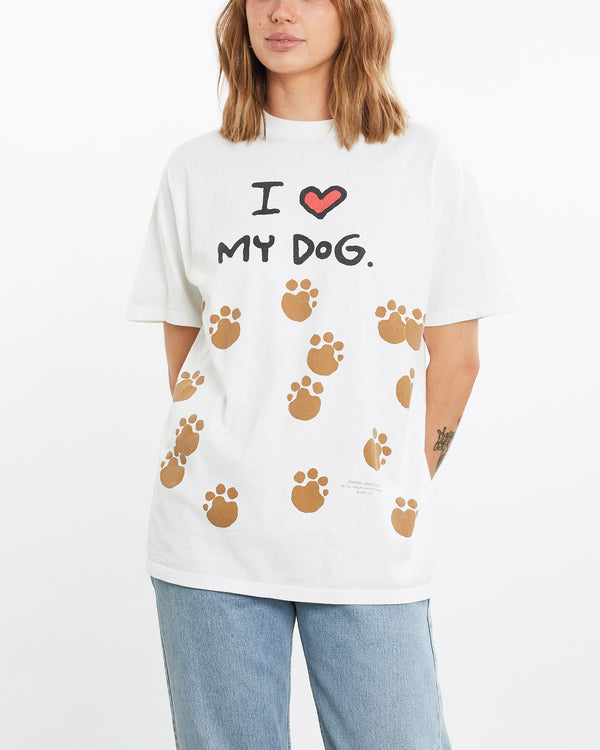 Vintage, 90s, I, Love, My, Dog', Tee, The Real Deal, size medium, colour White, newtown, sydney, australia, thrift store, opshop, preloved, secondhand, sustainable, retro, antique, 70s, 80s, 90s, 2000s, 00s, fashion, clothing, streetwear, trendy, garment, style, boutique, store, shop, archive, sale, cheap, best, top, T-Shirts