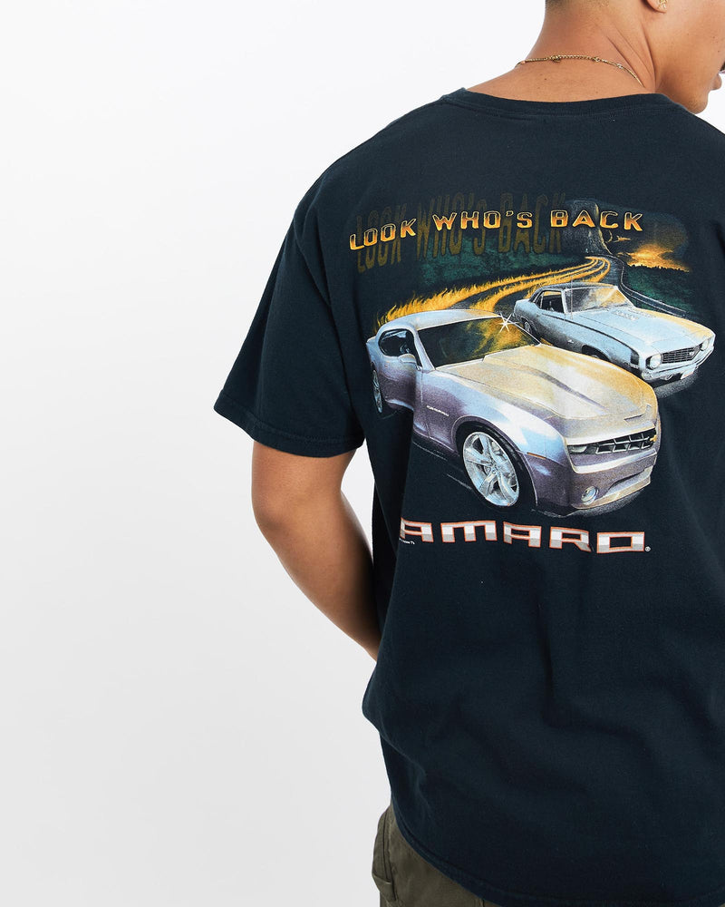 Vintage, Chevrolet, Camaro, Tee, The Real Deal, size medium, colour Black, newtown, sydney, australia, thrift store, opshop, preloved, secondhand, sustainable, retro, antique, 70s, 80s, 90s, 2000s, 00s, fashion, clothing, streetwear, trendy, garment, style, boutique, store, shop, archive, sale, cheap, best, top, T-Shirts