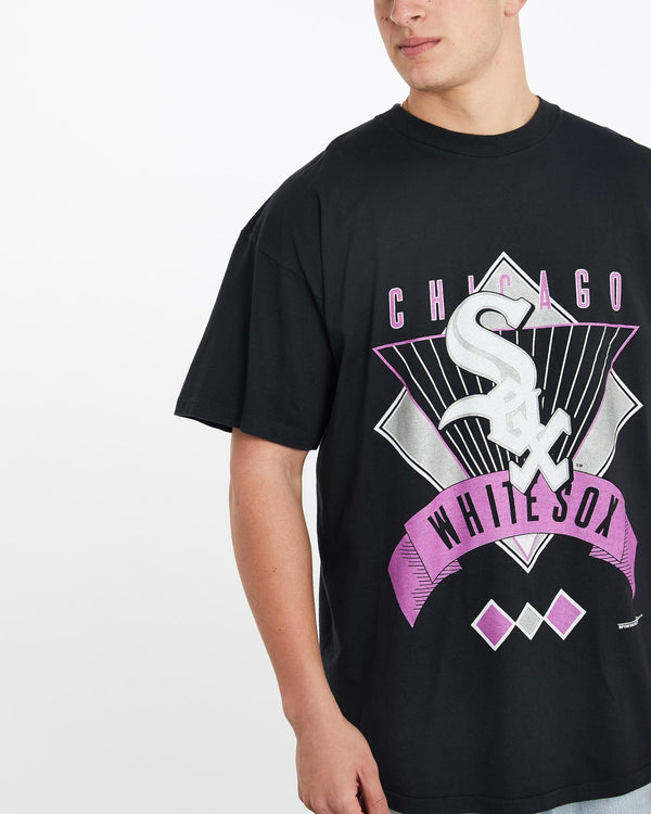 Vintage, 1993, MLB, Chicago, White, Sox, Tee, The Real Deal, size double extra large, colour Black, newtown, sydney, australia, thrift store, opshop, preloved, secondhand, sustainable, retro, antique, 70s, 80s, 90s, 2000s, 00s, fashion, clothing, streetwear, trendy, garment, style, boutique, store, shop, archive, sale, cheap, best, top, T-Shirts