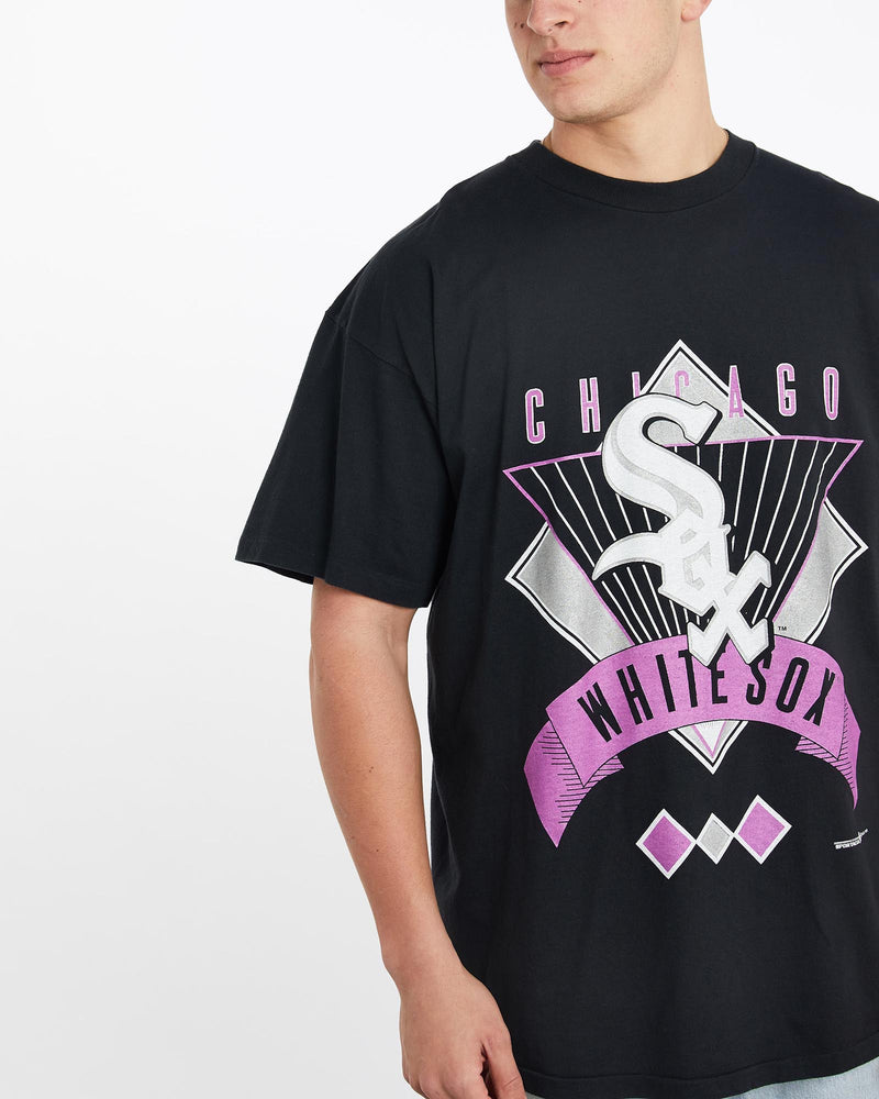 Vintage, 1993, MLB, Chicago, White, Sox, Tee, The Real Deal, size double extra large, colour Black, newtown, sydney, australia, thrift store, opshop, preloved, secondhand, sustainable, retro, antique, 70s, 80s, 90s, 2000s, 00s, fashion, clothing, streetwear, trendy, garment, style, boutique, store, shop, archive, sale, cheap, best, top, T-Shirts