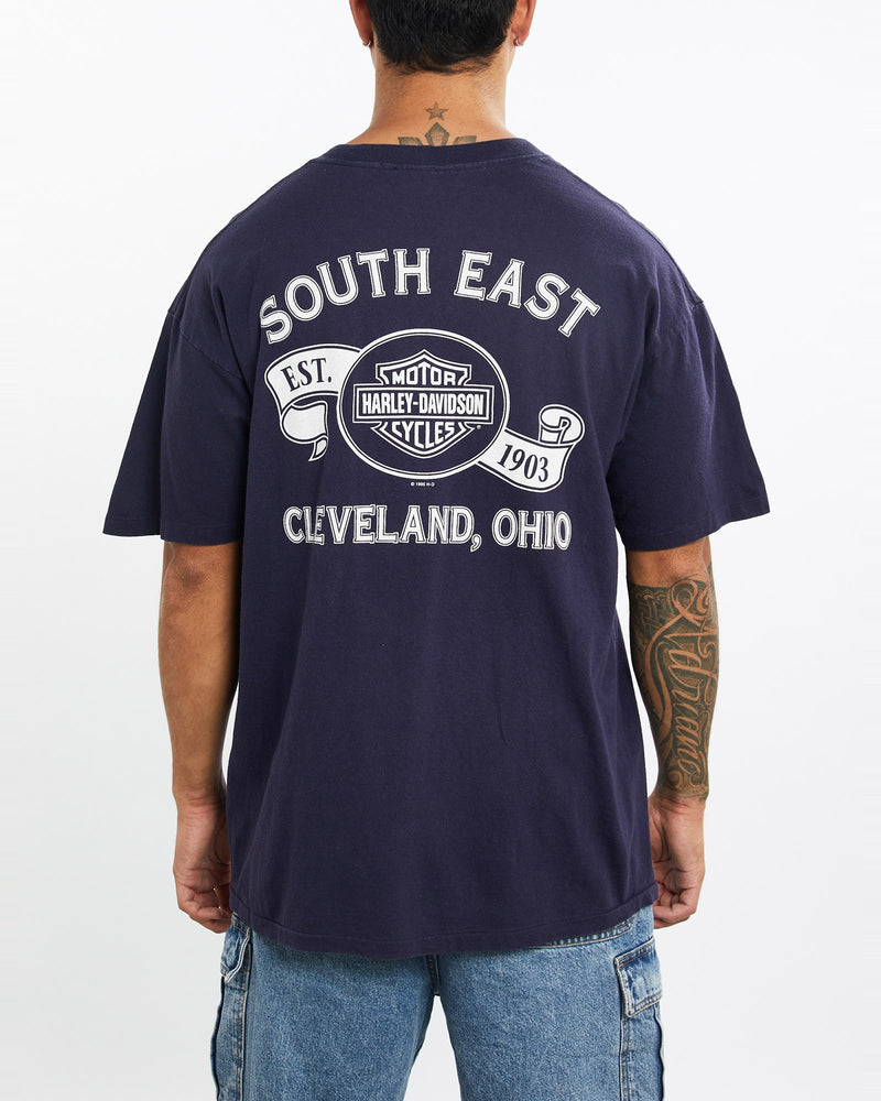 Vintage, 90s, Harley, Davidson, Tee, The Real Deal, size extra large, colour Blue, newtown, sydney, australia, thrift store, opshop, preloved, secondhand, sustainable, retro, antique, 70s, 80s, 90s, 2000s, 00s, fashion, clothing, streetwear, trendy, garment, style, boutique, store, shop, archive, sale, cheap, best, top, T-Shirts