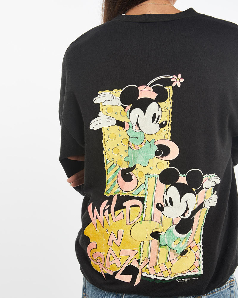 Vintage, 90s, Disney, Mickey, &, Minnie, Mouse, Sweatshirt, The Real Deal, size small, colour Black, newtown, sydney, australia, thrift store, opshop, preloved, secondhand, sustainable, retro, antique, 70s, 80s, 90s, 2000s, 00s, fashion, clothing, streetwear, trendy, garment, style, boutique, store, shop, archive, sale, cheap, best, top, Sweats and hoodies