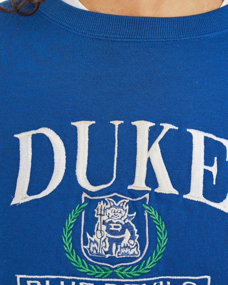 Vintage, 90s, NCAA, Duke, Blue, Devils, Sweatshirt, The Real Deal, size medium, colour Blue, newtown, sydney, australia, thrift store, opshop, preloved, secondhand, sustainable, retro, antique, 70s, 80s, 90s, 2000s, 00s, fashion, clothing, streetwear, trendy, garment, style, boutique, store, shop, archive, sale, cheap, best, top, Sweats and hoodies