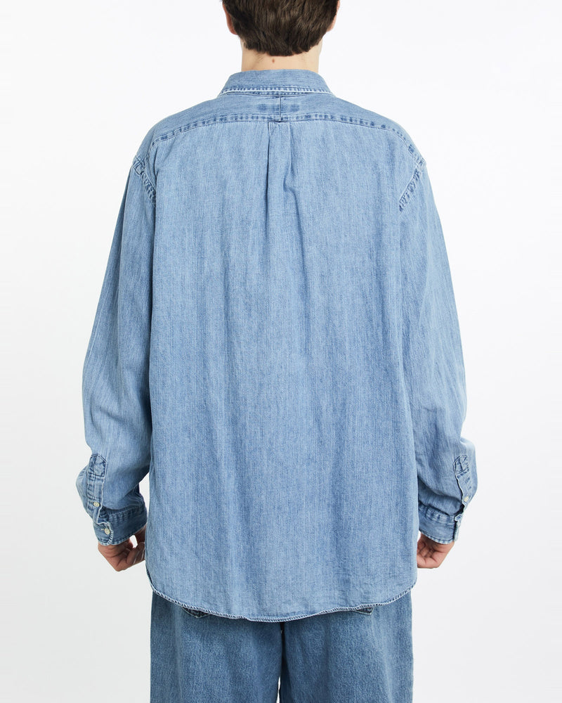 Vintage, Polo, Ralph, Lauren, Denim, Button, Up, Shirt, The Real Deal, size extra large, colour Blue, newtown, sydney, australia, thrift store, opshop, preloved, secondhand, sustainable, retro, antique, 70s, 80s, 90s, 2000s, 00s, fashion, clothing, streetwear, trendy, garment, style, boutique, store, shop, archive, sale, cheap, best, top, Shirts