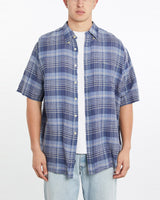 Vintage, 90s, Nautica, Short, Sleeve, Button, Up, Shirt, The Real Deal, size double extra large, colour Blue, newtown, sydney, australia, thrift store, opshop, preloved, secondhand, sustainable, retro, antique, 70s, 80s, 90s, 2000s, 00s, fashion, clothing, streetwear, trendy, garment, style, boutique, store, shop, archive, sale, cheap, best, top, Shirts