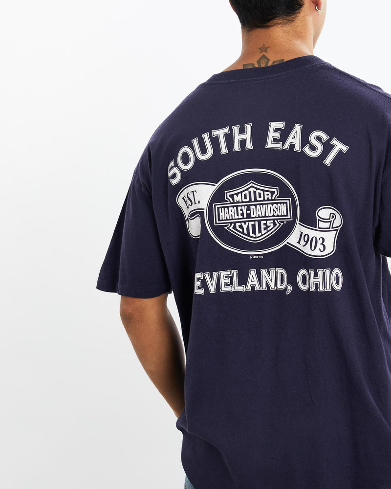 Vintage, 90s, Harley, Davidson, Tee, The Real Deal, size extra large, colour Blue, newtown, sydney, australia, thrift store, opshop, preloved, secondhand, sustainable, retro, antique, 70s, 80s, 90s, 2000s, 00s, fashion, clothing, streetwear, trendy, garment, style, boutique, store, shop, archive, sale, cheap, best, top, T-Shirts