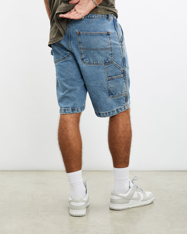 Vintage, Route, 66, Denim, Carpenter, Shorts, The Real Deal, size 35", colour Blue, newtown, sydney, australia, thrift store, opshop, preloved, secondhand, sustainable, retro, antique, 70s, 80s, 90s, 2000s, 00s, fashion, clothing, streetwear, trendy, garment, style, boutique, store, shop, archive, sale, cheap, best, top, Shorts