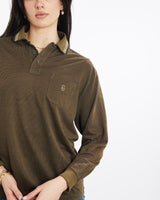 Vintage, 90s, Gianni, Valentino, Long, Sleeve, Polo, Shirt, The Real Deal, size medium, colour Green, newtown, sydney, australia, thrift store, opshop, preloved, secondhand, sustainable, retro, antique, 70s, 80s, 90s, 2000s, 00s, fashion, clothing, streetwear, trendy, garment, style, boutique, store, shop, archive, sale, cheap, best, top, Shirts