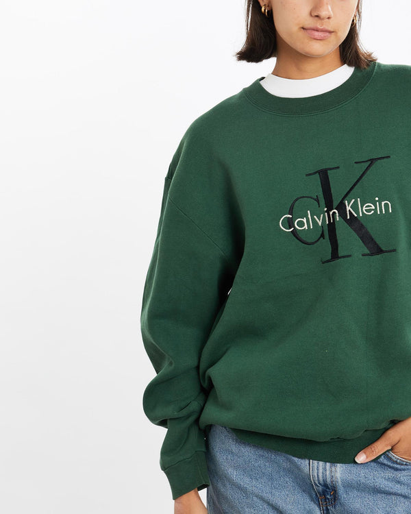 Vintage, 90s, Calvin, Klein, Sweatshirt, The Real Deal, size medium, colour Green, newtown, sydney, australia, thrift store, opshop, preloved, secondhand, sustainable, retro, antique, 70s, 80s, 90s, 2000s, 00s, fashion, clothing, streetwear, trendy, garment, style, boutique, store, shop, archive, sale, cheap, best, top, Sweats and hoodies