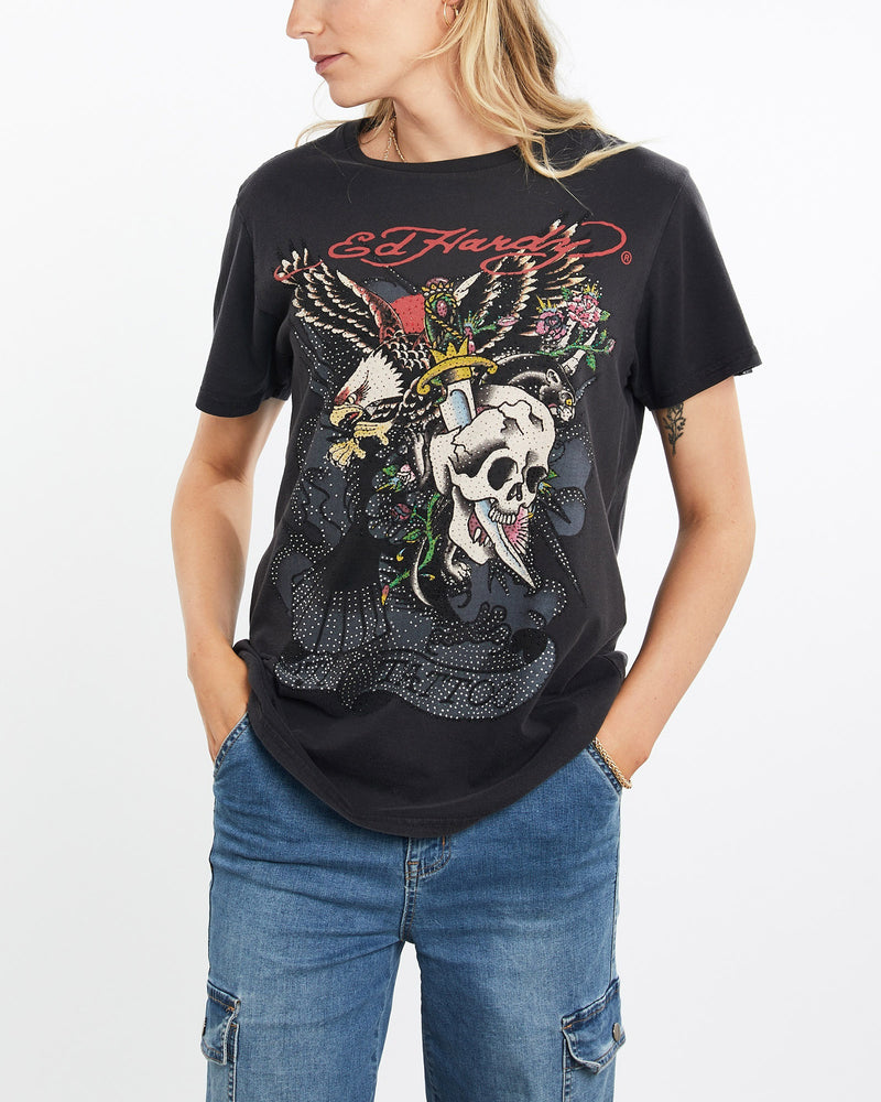 Vintage, Ed, Hardy, Tee, The Real Deal, size small, colour Black, newtown, sydney, australia, thrift store, opshop, preloved, secondhand, sustainable, retro, antique, 70s, 80s, 90s, 2000s, 00s, fashion, clothing, streetwear, trendy, garment, style, boutique, store, shop, archive, sale, cheap, best, top, T-Shirts