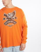 Vintage, Harley, Davidson, Long, Sleeve, Thermal, Tee, The Real Deal, size double extra large, colour Orange, newtown, sydney, australia, thrift store, opshop, preloved, secondhand, sustainable, retro, antique, 70s, 80s, 90s, 2000s, 00s, fashion, clothing, streetwear, trendy, garment, style, boutique, store, shop, archive, sale, cheap, best, top, T-Shirts