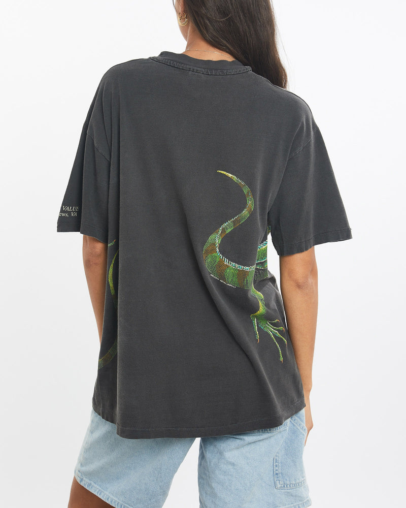 Vintage, 1991, Iguana, Wildlife, Tee, The Real Deal, size small, colour Grey, newtown, sydney, australia, thrift store, opshop, preloved, secondhand, sustainable, retro, antique, 70s, 80s, 90s, 2000s, 00s, fashion, clothing, streetwear, trendy, garment, style, boutique, store, shop, archive, sale, cheap, best, top, T-Shirts