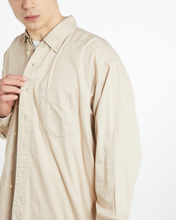 Vintage, Chaps, Ralph, Lauren, Button, Up, Shirt, The Real Deal, size extra large, colour Beige, newtown, sydney, australia, thrift store, opshop, preloved, secondhand, sustainable, retro, antique, 70s, 80s, 90s, 2000s, 00s, fashion, clothing, streetwear, trendy, garment, style, boutique, store, shop, archive, sale, cheap, best, top, Shirts