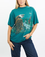 Vintage, 90s, Eagle, Wildlife, Tee, The Real Deal, size medium, colour Green, newtown, sydney, australia, thrift store, opshop, preloved, secondhand, sustainable, retro, antique, 70s, 80s, 90s, 2000s, 00s, fashion, clothing, streetwear, trendy, garment, style, boutique, store, shop, archive, sale, cheap, best, top, T-Shirts