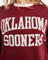 Vintage, 90s, NCAA, Oklahoma, Sooners, Sweatshirt, The Real Deal, size medium, colour Burgundy, newtown, sydney, australia, thrift store, opshop, preloved, secondhand, sustainable, retro, antique, 70s, 80s, 90s, 2000s, 00s, fashion, clothing, streetwear, trendy, garment, style, boutique, store, shop, archive, sale, cheap, best, top, Sweats and hoodies