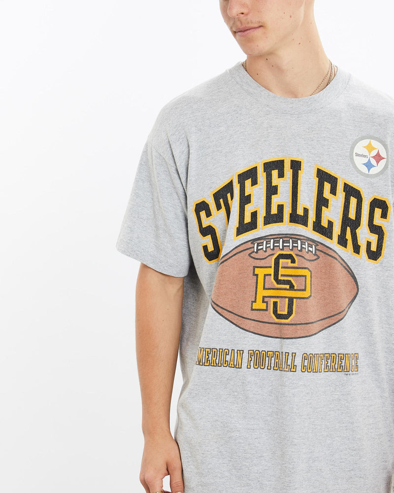 Vintage, 1996, NFL, Pittsburgh, Steelers, Tee, The Real Deal, size large, colour Grey, newtown, sydney, australia, thrift store, opshop, preloved, secondhand, sustainable, retro, antique, 70s, 80s, 90s, 2000s, 00s, fashion, clothing, streetwear, trendy, garment, style, boutique, store, shop, archive, sale, cheap, best, top, T-Shirts