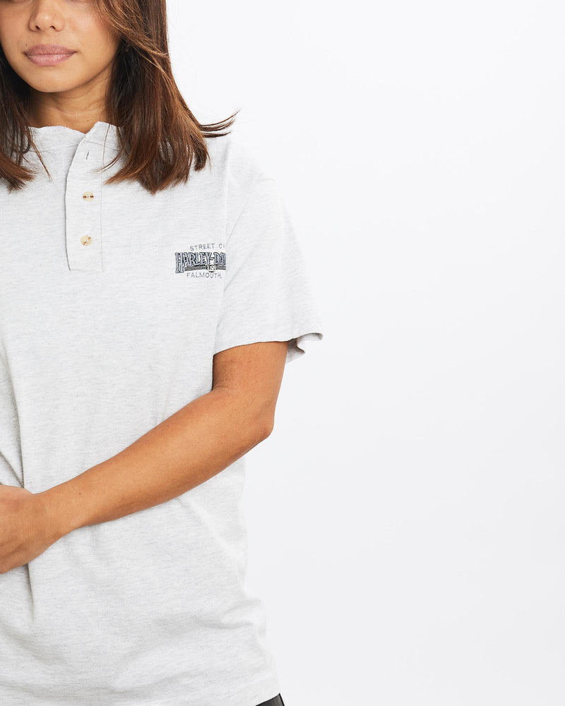 Vintage, 90s, Harley, Davidson, Henley, Tee, The Real Deal, size extra small, colour Navy, newtown, sydney, australia, thrift store, opshop, preloved, secondhand, sustainable, retro, antique, 70s, 80s, 90s, 2000s, 00s, fashion, clothing, streetwear, trendy, garment, style, boutique, store, shop, archive, sale, cheap, best, top, T-Shirts