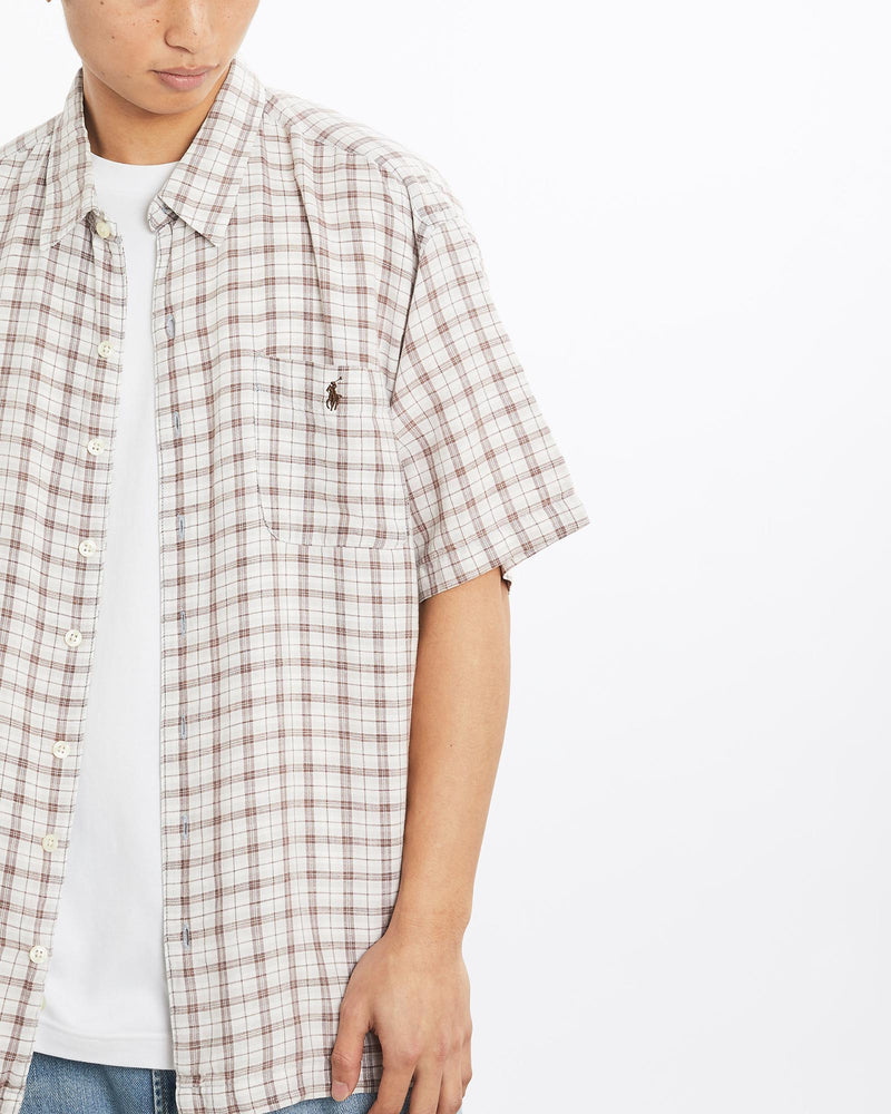 Vintage, 90s, Polo, Ralph, Lauren, Short, Sleeve, Button, Up, Shirt, The Real Deal, size large, colour Brown, newtown, sydney, australia, thrift store, opshop, preloved, secondhand, sustainable, retro, antique, 70s, 80s, 90s, 2000s, 00s, fashion, clothing, streetwear, trendy, garment, style, boutique, store, shop, archive, sale, cheap, best, top, Shirts