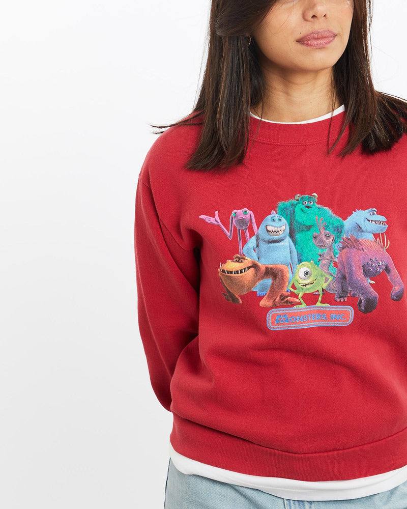 Vintage, Disney, Monsters,, Inc, Sweatshirt, The Real Deal, size double extra small, colour Red, newtown, sydney, australia, thrift store, opshop, preloved, secondhand, sustainable, retro, antique, 70s, 80s, 90s, 2000s, 00s, fashion, clothing, streetwear, trendy, garment, style, boutique, store, shop, archive, sale, cheap, best, top, Sweats and hoodies
