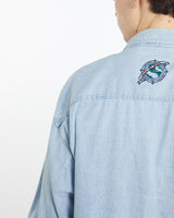 Vintage, 90s, Hard, Rock, Cafe, Denim, Button, Up, Shirt, The Real Deal, size extra large, colour Blue, newtown, sydney, australia, thrift store, opshop, preloved, secondhand, sustainable, retro, antique, 70s, 80s, 90s, 2000s, 00s, fashion, clothing, streetwear, trendy, garment, style, boutique, store, shop, archive, sale, cheap, best, top, Shirts