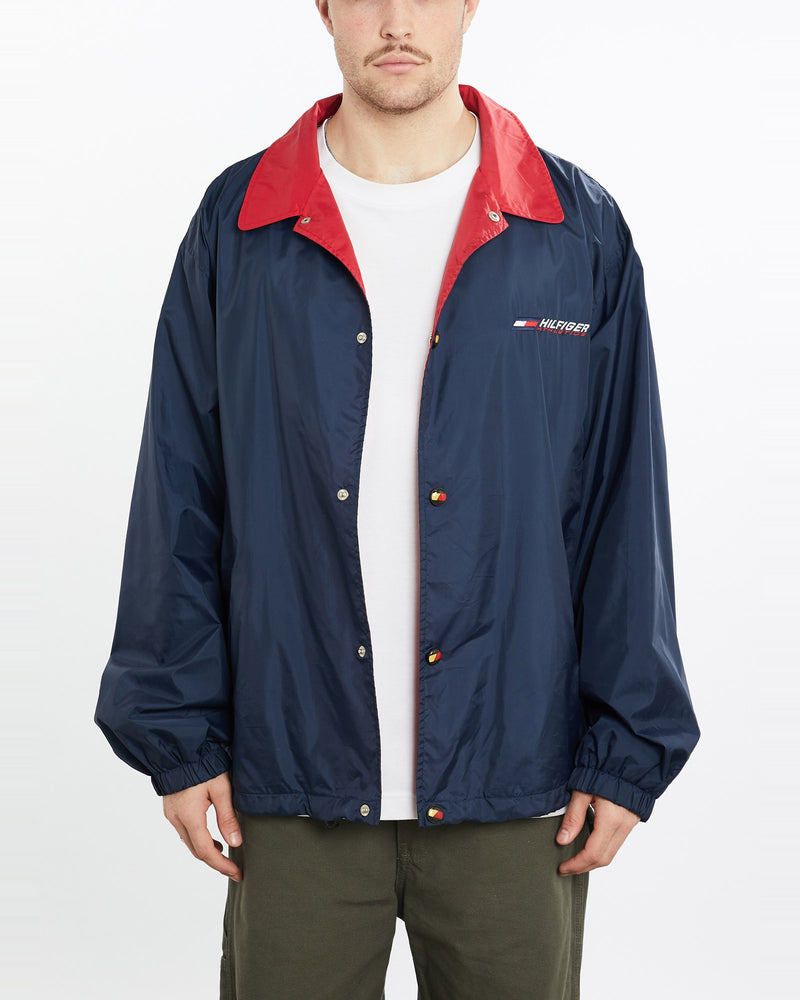 Vintage, 90s, Tommy, Hilfiger, Athletics, Coaches, Jacket, The Real Deal, size extra large, colour Navy, newtown, sydney, australia, thrift store, opshop, preloved, secondhand, sustainable, retro, antique, 70s, 80s, 90s, 2000s, 00s, fashion, clothing, streetwear, trendy, garment, style, boutique, store, shop, archive, sale, cheap, best, top, Jackets
