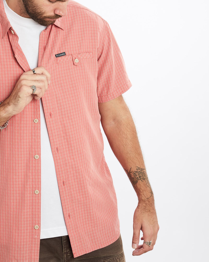 Vintage, Columbia, Short, Sleeve, Button, Up, Shirt, The Real Deal, size extra large, colour Orange, newtown, sydney, australia, thrift store, opshop, preloved, secondhand, sustainable, retro, antique, 70s, 80s, 90s, 2000s, 00s, fashion, clothing, streetwear, trendy, garment, style, boutique, store, shop, archive, sale, cheap, best, top, Shirts