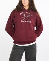Beacon, Hills, Lacrosse, Hooded, Sweatshirt, The Real Deal, size medium, colour Burgundy, newtown, sydney, australia, thrift store, opshop, preloved, secondhand, sustainable, retro, antique, 70s, 80s, 90s, 2000s, 00s, fashion, clothing, streetwear, trendy, garment, style, boutique, store, shop, archive, sale, cheap, best, top, Sweats and hoodies