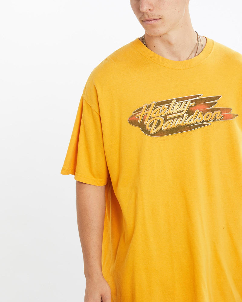 Vintage, Harley, Davidson, Tee, The Real Deal, size large, colour Yellow, newtown, sydney, australia, thrift store, opshop, preloved, secondhand, sustainable, retro, antique, 70s, 80s, 90s, 2000s, 00s, fashion, clothing, streetwear, trendy, garment, style, boutique, store, shop, archive, sale, cheap, best, top, T-Shirts
