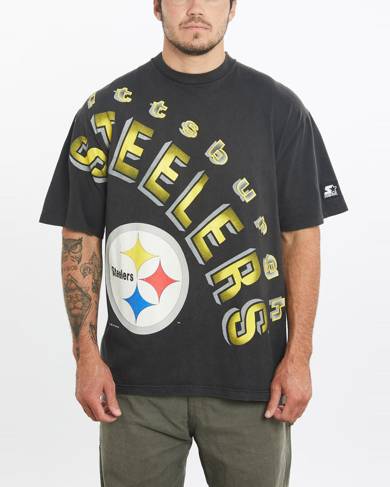 Vintage, 1993, NFL, Pittsburgh, Steelers, Tee, The Real Deal, size large, colour Black, newtown, sydney, australia, thrift store, opshop, preloved, secondhand, sustainable, retro, antique, 70s, 80s, 90s, 2000s, 00s, fashion, clothing, streetwear, trendy, garment, style, boutique, store, shop, archive, sale, cheap, best, top, T-Shirts