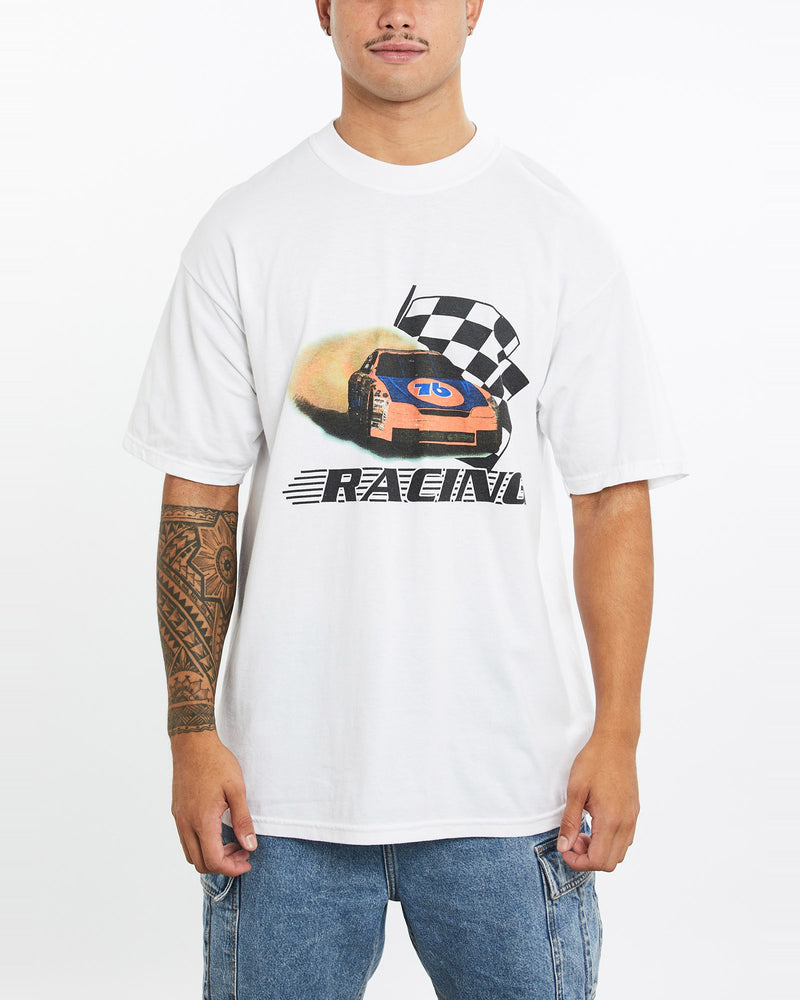 Vintage, Racing, Tee, The Real Deal, size extra large, colour White, newtown, sydney, australia, thrift store, opshop, preloved, secondhand, sustainable, retro, antique, 70s, 80s, 90s, 2000s, 00s, fashion, clothing, streetwear, trendy, garment, style, boutique, store, shop, archive, sale, cheap, best, top, T-Shirts