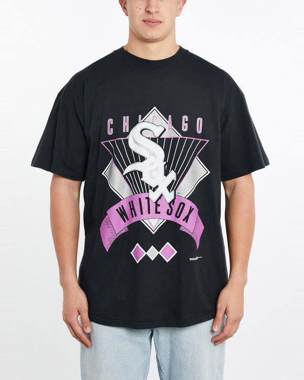 Vintage, 1993, MLB, Chicago, White, Sox, Tee, The Real Deal, size double extra large, colour Black, newtown, sydney, australia, thrift store, opshop, preloved, secondhand, sustainable, retro, antique, 70s, 80s, 90s, 2000s, 00s, fashion, clothing, streetwear, trendy, garment, style, boutique, store, shop, archive, sale, cheap, best, top, T-Shirts