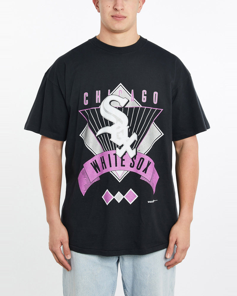 Vintage, 1993, MLB, Chicago, White, Sox, Tee, The Real Deal, size double extra large, colour Black, newtown, sydney, australia, thrift store, opshop, preloved, secondhand, sustainable, retro, antique, 70s, 80s, 90s, 2000s, 00s, fashion, clothing, streetwear, trendy, garment, style, boutique, store, shop, archive, sale, cheap, best, top, T-Shirts