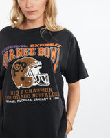 Vintage, 1990, NCAA, Colorado, Buffaloes, Orange, Bowl, Tee, The Real Deal, size large, colour Black, newtown, sydney, australia, thrift store, opshop, preloved, secondhand, sustainable, retro, antique, 70s, 80s, 90s, 2000s, 00s, fashion, clothing, streetwear, trendy, garment, style, boutique, store, shop, archive, sale, cheap, best, top, T-Shirts