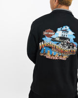 Vintage, Harley, Davidson, Quarter, Zip, Sweatshirt, The Real Deal, size extra large, colour Black, newtown, sydney, australia, thrift store, opshop, preloved, secondhand, sustainable, retro, antique, 70s, 80s, 90s, 2000s, 00s, fashion, clothing, streetwear, trendy, garment, style, boutique, store, shop, archive, sale, cheap, best, top, Sweats and hoodies