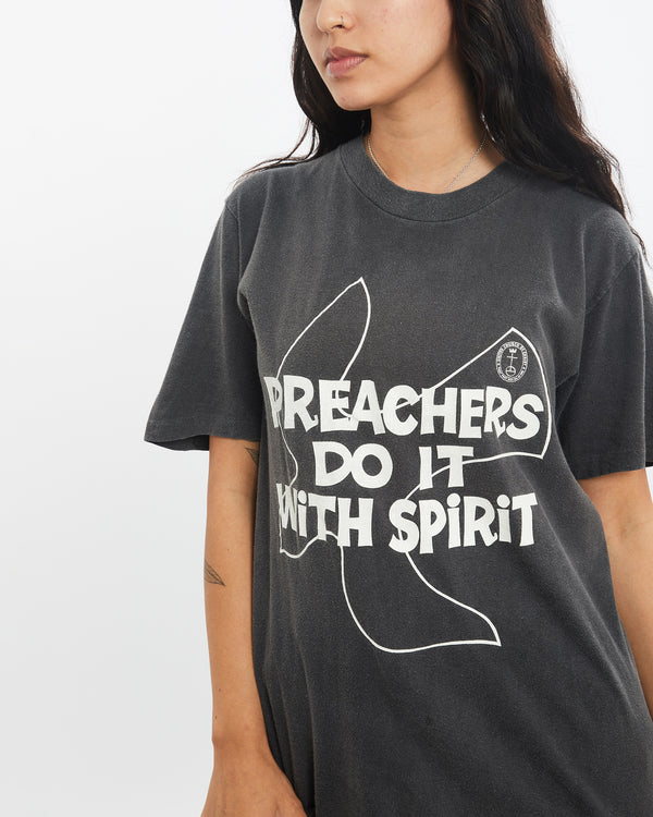 Vintage 80s United Church 'Preachers Do It With Spirit' Tee <br>XS , The Real Deal , newtown, sydney, australia, thrift store, opshop, preloved, secondhand, sustainable, retro, antique, 70s, 80s, 90s, 2000s, 00s, fashion, clothing, streetwear, trendy, garment, style, boutique, store, shop, archive, sale, cheap, best, top