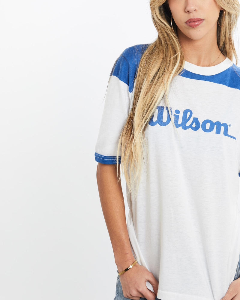 Vintage, 80s, Wilson, Sporting, Tee, The Real Deal, size extra small, colour Multicolour, newtown, sydney, australia, thrift store, opshop, preloved, secondhand, sustainable, retro, antique, 70s, 80s, 90s, 2000s, 00s, fashion, clothing, streetwear, trendy, garment, style, boutique, store, shop, archive, sale, cheap, best, top, T-Shirts