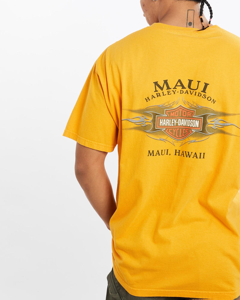 Vintage, Harley, Davidson, Tee, The Real Deal, size large, colour Yellow, newtown, sydney, australia, thrift store, opshop, preloved, secondhand, sustainable, retro, antique, 70s, 80s, 90s, 2000s, 00s, fashion, clothing, streetwear, trendy, garment, style, boutique, store, shop, archive, sale, cheap, best, top, T-Shirts