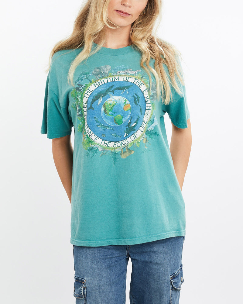 Vintage, 90s, Earth, Wildlife, Tee, The Real Deal, size medium, colour Green, newtown, sydney, australia, thrift store, opshop, preloved, secondhand, sustainable, retro, antique, 70s, 80s, 90s, 2000s, 00s, fashion, clothing, streetwear, trendy, garment, style, boutique, store, shop, archive, sale, cheap, best, top, T-Shirts