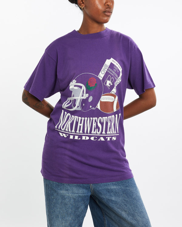 Vintage, 1996, NCAA, Northwestern, Wildcats, Tee, The Real Deal, size medium, colour Purple, newtown, sydney, australia, thrift store, opshop, preloved, secondhand, sustainable, retro, antique, 70s, 80s, 90s, 2000s, 00s, fashion, clothing, streetwear, trendy, garment, style, boutique, store, shop, archive, sale, cheap, best, top, T-Shirts
