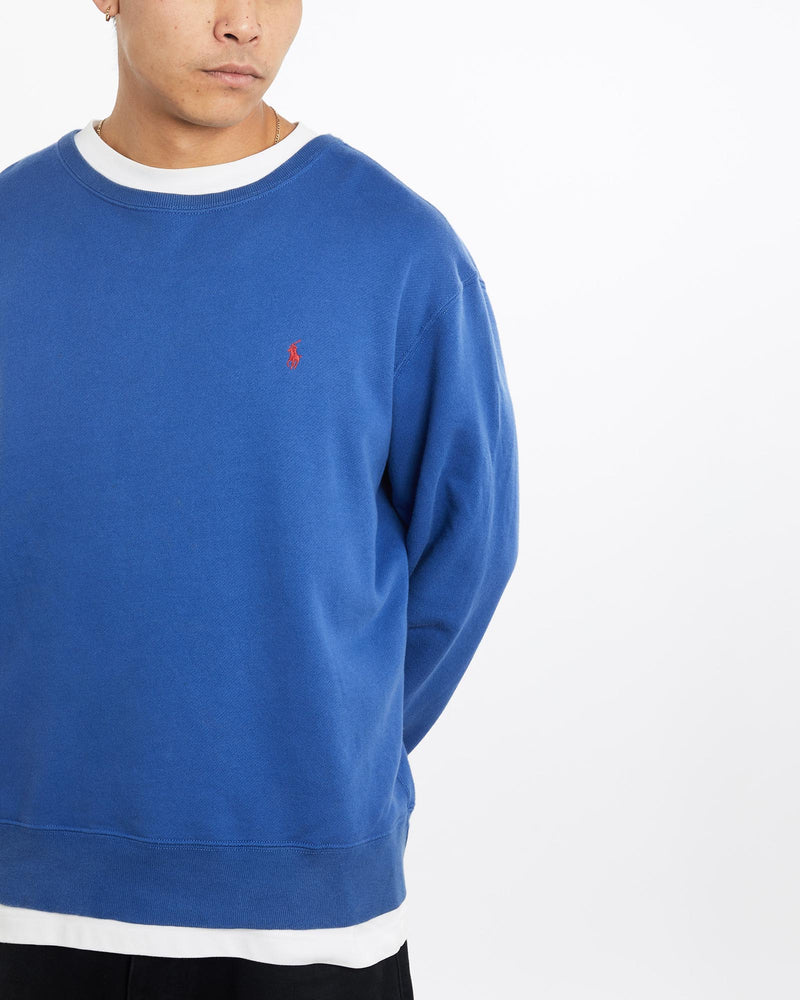 Vintage, 90s, Polo, Ralph, Lauren, Sweatshirt, The Real Deal, size extra large, colour Blue, newtown, sydney, australia, thrift store, opshop, preloved, secondhand, sustainable, retro, antique, 70s, 80s, 90s, 2000s, 00s, fashion, clothing, streetwear, trendy, garment, style, boutique, store, shop, archive, sale, cheap, best, top, Sweats and hoodies
