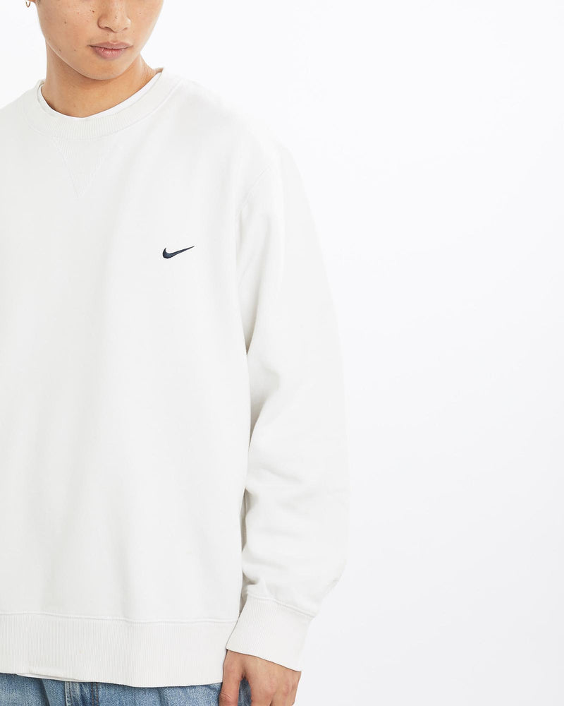 Vintage, Nike, Sweatshirt, The Real Deal, size large, colour White, newtown, sydney, australia, thrift store, opshop, preloved, secondhand, sustainable, retro, antique, 70s, 80s, 90s, 2000s, 00s, fashion, clothing, streetwear, trendy, garment, style, boutique, store, shop, archive, sale, cheap, best, top, Sweats and hoodies