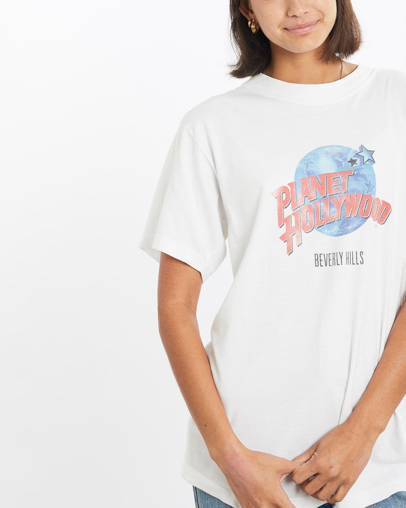 Vintage, Planet, Hollywood, Tee, The Real Deal, size small, colour White, newtown, sydney, australia, thrift store, opshop, preloved, secondhand, sustainable, retro, antique, 70s, 80s, 90s, 2000s, 00s, fashion, clothing, streetwear, trendy, garment, style, boutique, store, shop, archive, sale, cheap, best, top, T-Shirts