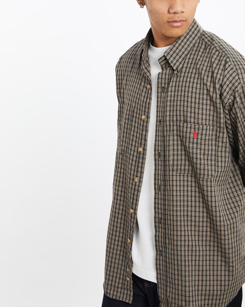 Vintage, 90s, Polo, Ralph, Lauren, Short, Sleeve, Button, Up, Shirt, The Real Deal, size large, colour Brown, newtown, sydney, australia, thrift store, opshop, preloved, secondhand, sustainable, retro, antique, 70s, 80s, 90s, 2000s, 00s, fashion, clothing, streetwear, trendy, garment, style, boutique, store, shop, archive, sale, cheap, best, top, Shirts