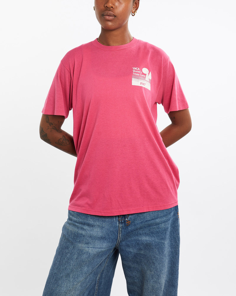 Vintage, 1987, YMCA, Women's, Fitness, Camp, Tee, The Real Deal, size medium, colour Pink, newtown, sydney, australia, thrift store, opshop, preloved, secondhand, sustainable, retro, antique, 70s, 80s, 90s, 2000s, 00s, fashion, clothing, streetwear, trendy, garment, style, boutique, store, shop, archive, sale, cheap, best, top, T-Shirts