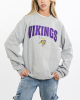Vintage, Champion, NFL, Minnesota, Vikings, Sweatshirt, The Real Deal, size small, colour Grey, newtown, sydney, australia, thrift store, opshop, preloved, secondhand, sustainable, retro, antique, 70s, 80s, 90s, 2000s, 00s, fashion, clothing, streetwear, trendy, garment, style, boutique, store, shop, archive, sale, cheap, best, top, Sweats and hoodies