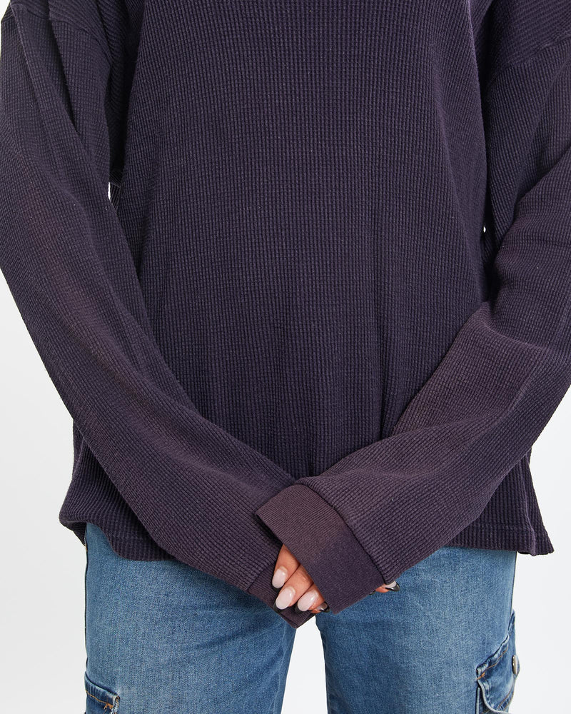 Vintage, Harley, Davidson, Thermal, Long, Sleeve, Tee, The Real Deal, size extra large, colour Purple, newtown, sydney, australia, thrift store, opshop, preloved, secondhand, sustainable, retro, antique, 70s, 80s, 90s, 2000s, 00s, fashion, clothing, streetwear, trendy, garment, style, boutique, store, shop, archive, sale, cheap, best, top, T-Shirts