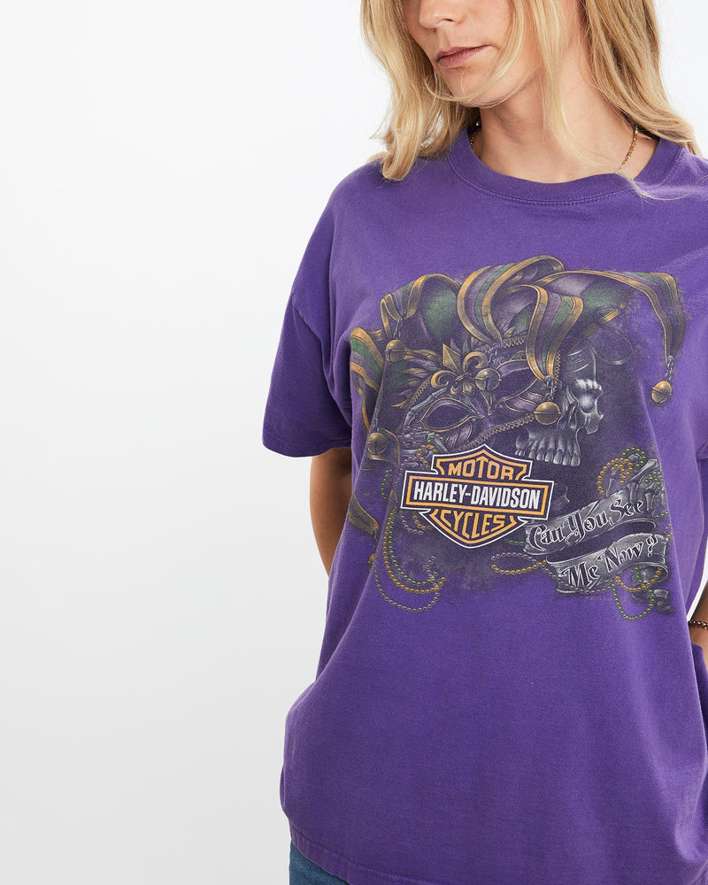 Vintage, Harley, Davidson, Tee, The Real Deal, size medium, colour Purple, newtown, sydney, australia, thrift store, opshop, preloved, secondhand, sustainable, retro, antique, 70s, 80s, 90s, 2000s, 00s, fashion, clothing, streetwear, trendy, garment, style, boutique, store, shop, archive, sale, cheap, best, top, T-Shirts