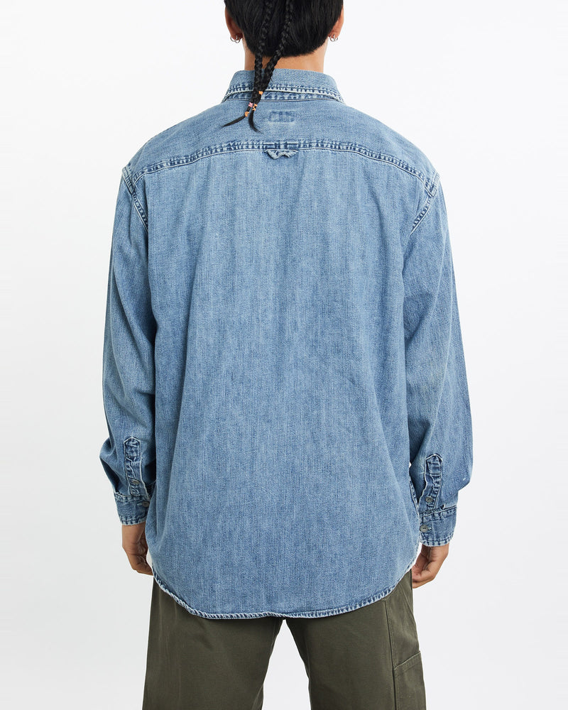 Vintage, Calvin, Klein, Denim, Button, Up, Shirt, The Real Deal, size large, colour Blue, newtown, sydney, australia, thrift store, opshop, preloved, secondhand, sustainable, retro, antique, 70s, 80s, 90s, 2000s, 00s, fashion, clothing, streetwear, trendy, garment, style, boutique, store, shop, archive, sale, cheap, best, top, Shirts